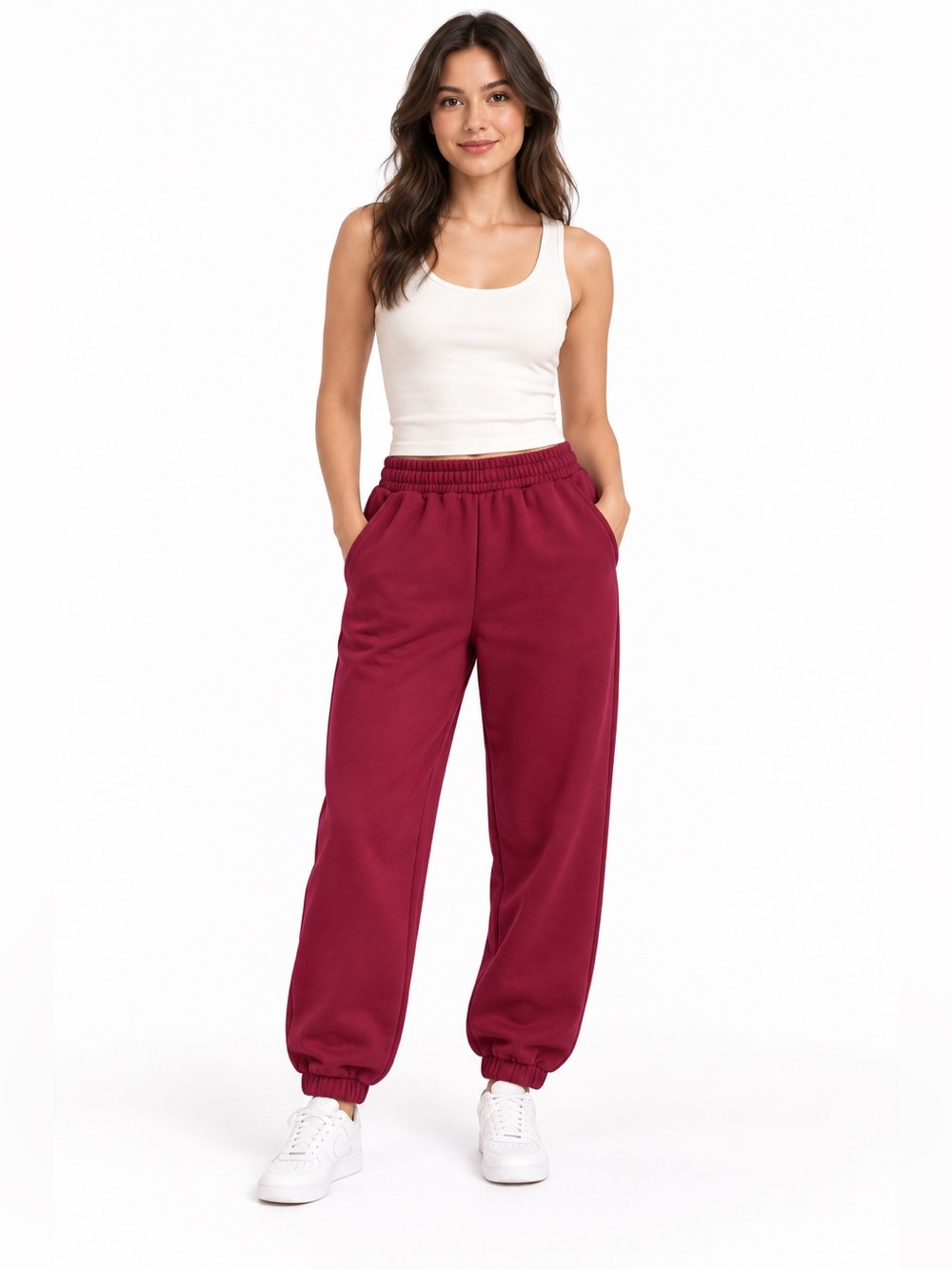 HALARA Women’s Burgandy Joggers with Elastic Cuffs
